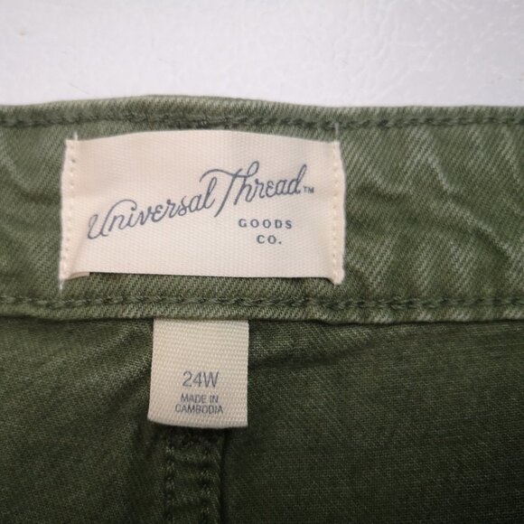 NWT Universal Thread Ladies Size 24W High Rise A-line Midi Green Denim Shorts - Picture 3 of 13